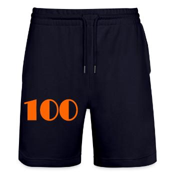 100. 100 ANS. 100e ANNIVERSAIRE. ANNIVERSAIRE - Short de jogging bio TRAINER Stanley/Stella unisexe - marine foncé - Devant - Nik (191cm) & Marisol (170cm)