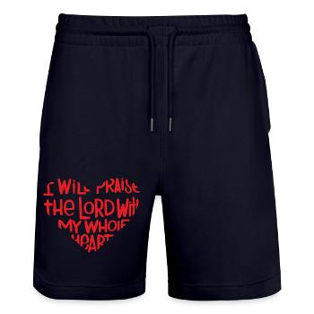 Von ganzem Herzen - Stanley/Stella Unisex Bio Joggingshorts Trainer  - Dark navy - Vorne - Nik (191cm) & Marisol (170cm)