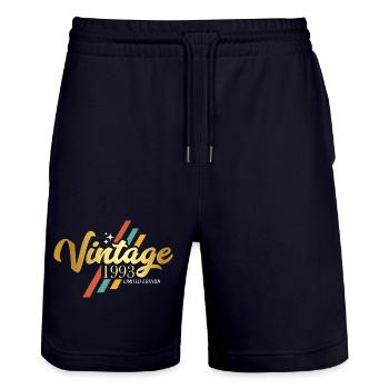 Jahrgang 1993 Geburtstag Vintage Sprüche - Stanley/Stella Unisex Bio Joggingshorts Trainer  - Dark navy - Vorne - Nik (191cm) & Marisol (170cm)
