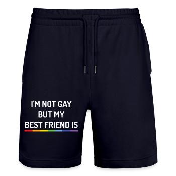 Pride Month - Ich bin nicht schwul, aber mein bester Freund ist es - Stanley/Stella Unisex Bio Joggingshorts Trainer  - Dark navy - Vorne - Nik (191cm) & Marisol (170cm)
