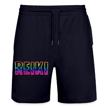 Reiki RS Arc-en-ciel - Short de jogging bio TRAINER Stanley/Stella unisexe - marine foncé - Devant - Nik (191cm) & Marisol (170cm)