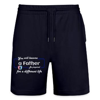 you will a father - Stanley/Stella Unisex Bio Joggingshorts Trainer  - Dark navy - Vorne - Nik (191cm) & Marisol (170cm)