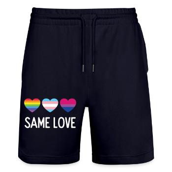 Pride Month LGBTQ - Gleiche Liebe - Stanley/Stella Unisex Bio Joggingshorts Trainer  - Dark navy - Vorne - Nik (191cm) & Marisol (170cm)