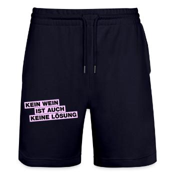 Kein WEIN ist auch keine Lösung - Stanley/Stella Unisex Bio Joggingshorts Trainer  - Dark navy - Vorne - Nik (191cm) & Marisol (170cm)