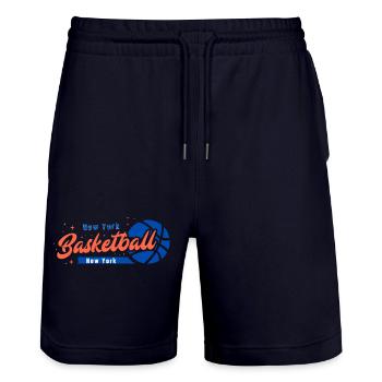 Basketball City - New York Blue - Stanley/Stella Unisex Bio Joggingshorts Trainer  - Dark navy - Vorne - Nik (191cm) & Marisol (170cm)