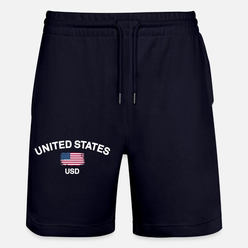 Distressed US Flag USD Graphic - Stanley/Stella Trainer Unisex Organic Jogging Shorts - dark navy