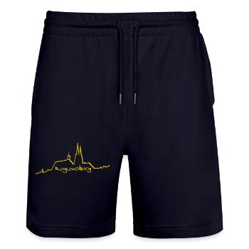 Regensburg Skyline jaune - Short de jogging bio TRAINER Stanley/Stella unisexe - marine foncé - Devant - Nik (191cm) & Marisol (170cm)