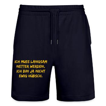 Ich muss langsam netter werden - Stanley/Stella Unisex Bio Joggingshorts Trainer  - Dark navy - Vorne - Nik (191cm) & Marisol (170cm)