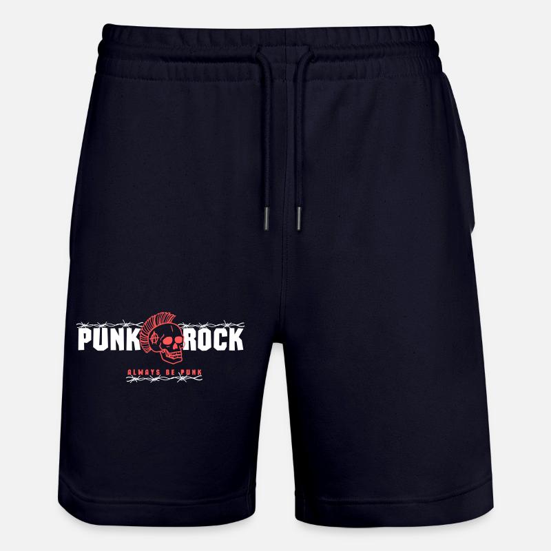 Punk Skull mit rotem Mohawk - Stanley/Stella Unisex Bio Joggingshorts Trainer  - Dark navy