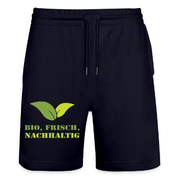 Bio Frisch Nachhaltig Biobauer Landwirt Geschenk - Stanley/Stella Unisex Bio Joggingshorts Trainer  - Dark navy - Vorne - Nik (191cm) & Marisol (170cm)