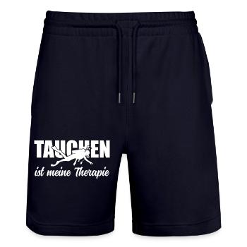 Tauchen ist meine Therapie – Cooler Taucher-Spruch - Stanley/Stella Unisex Bio Joggingshorts Trainer  - Dark navy - Vorne - Nik (191cm) & Marisol (170cm)