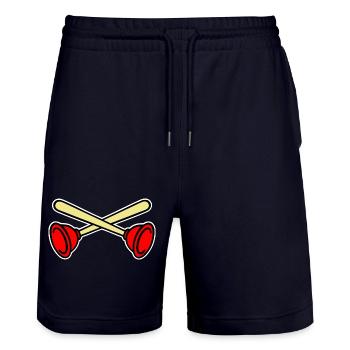 Pömpel gekreuzt - Stanley/Stella Unisex Bio Joggingshorts Trainer  - Dark navy - Vorne - Nik (191cm) & Marisol (170cm)