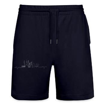 Urban Skyline Linie Art T-Shirt - Stanley/Stella Unisex Bio Joggingshorts Trainer  - Dark navy - Vorne - Nik (191cm) & Marisol (170cm)