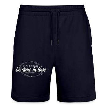 Let all that you do be done in love - Stanley/Stella Unisex Bio Joggingshorts Trainer  - Dark navy - Vorne - Nik (191cm) & Marisol (170cm)