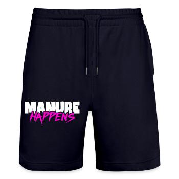 Mist passiert - Lustiges Bauern Design - Stanley/Stella Unisex Bio Joggingshorts Trainer  - Dark navy - Vorne - Nik (191cm) & Marisol (170cm)