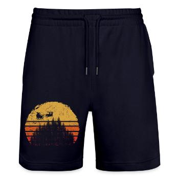 Desert Sunset Camel Silhouette - Stanley/Stella Trainer Unisex Organic Jogging Shorts - dark navy - Front - Nik (191cm) & Marisol (170cm)
