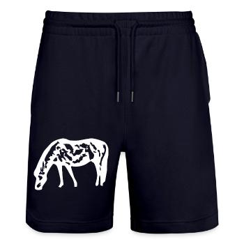 white horse white horses t-shirt gift rider - Stanley/Stella Trainer Unisex Organic Jogging Shorts - dark navy - Front - Nik (191cm) & Marisol (170cm)