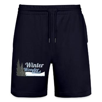 Winter Wonderland Trees - Stanley/Stella Trainer Unisex Organic Jogging Shorts - dark navy - Front - Nik (191cm) & Marisol (170cm)