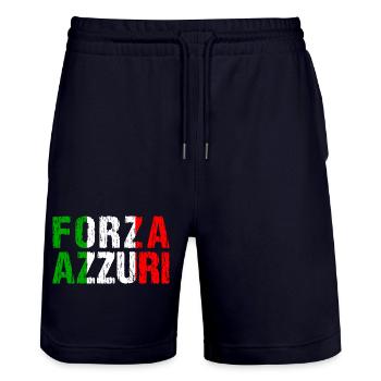 Forza Azzuri Forza Italia Football Fan Shirt - Stanley/Stella Trainer Unisex Organic Jogging Shorts - dark navy - Front - Nik (191cm) & Marisol (170cm)