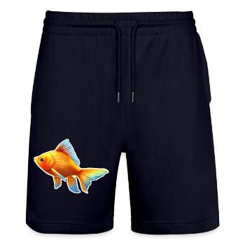Goldfisch Nr.2 - Stanley/Stella Unisex Bio Joggingshorts Trainer  - Dark navy - Vorne - Nik (191cm) & Marisol (170cm)