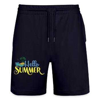Hello Summmer - Stanley/Stella Trainer Unisex Organic Jogging Shorts - dark navy - Front - Nik (191cm) & Marisol (170cm)