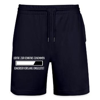 Kritik zur Kenntnis Ignoriervorgang - Stanley/Stella Unisex Bio Joggingshorts Trainer  - Dark navy - Vorne - Nik (191cm) & Marisol (170cm)
