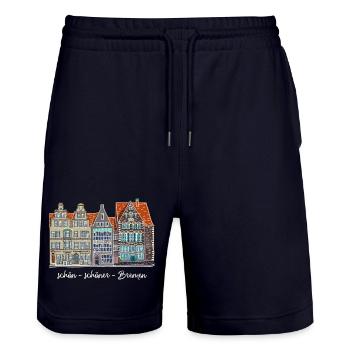Bremen Markt, Zeichnung, Deutschland - Stanley/Stella Unisex Bio Joggingshorts Trainer  - Dark navy - Vorne - Nik (191cm) & Marisol (170cm)