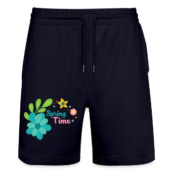 Spring Time Frühlingsshirt für die ganze Familie - Stanley/Stella Unisex Bio Joggingshorts Trainer  - Dark navy - Vorne - Nik (191cm) & Marisol (170cm)
