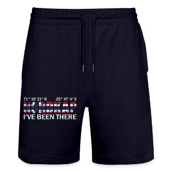 Nordkap Norwegen - Stanley/Stella Unisex Bio Joggingshorts Trainer  - Dark navy - Vorne - Nik (191cm) & Marisol (170cm)