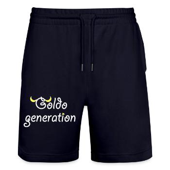 Goldo-Generation - Stanley/Stella Unisex Bio Joggingshorts Trainer  - Dark navy - Vorne - Nik (191cm) & Marisol (170cm)