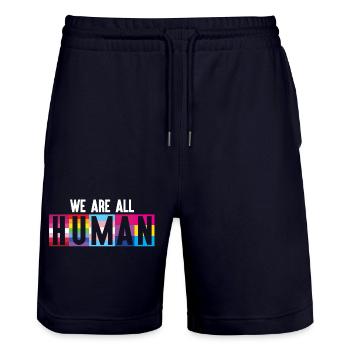 LGBT Pride Month - Wir sind alle Menschen - Stanley/Stella Unisex Bio Joggingshorts Trainer  - Dark navy - Vorne - Nik (191cm) & Marisol (170cm)