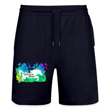 Croire en la magie - Short de jogging bio TRAINER Stanley/Stella unisexe - marine foncé - Devant - Nik (191cm) & Marisol (170cm)