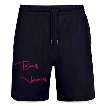 MISTRESS. THANK YOU. THANK YOU MISTRESS. GIFT - Stanley/Stella Trainer Unisex Organic Jogging Shorts - dark navy - Front - Nik (191cm) & Marisol (170cm)