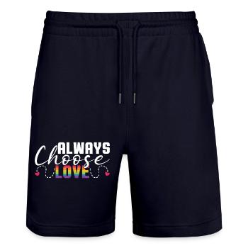 LGBT Pride Month - Liebe ist Liebe - Stanley/Stella Unisex Bio Joggingshorts Trainer  - Dark navy - Vorne - Nik (191cm) & Marisol (170cm)