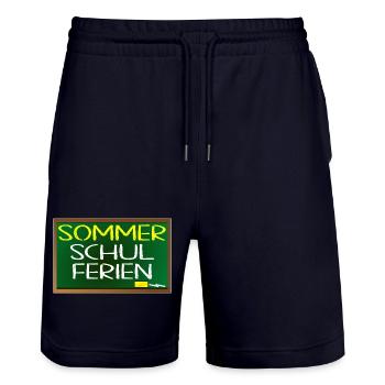 SOMMERSCHULFERIEN SCHULE - SOMMER - Stanley/Stella Unisex Bio Joggingshorts Trainer  - Dark navy - Vorne - Nik (191cm) & Marisol (170cm)