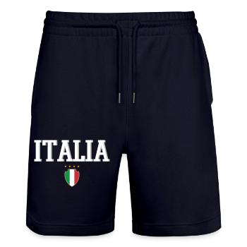 Italien - Stanley/Stella Unisex Bio Joggingshorts Trainer  - Dark navy - Vorne - Nik (191cm) & Marisol (170cm)