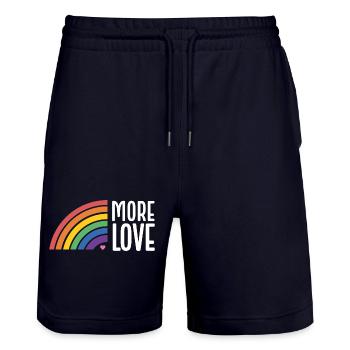 LGBT Pride Month - More Love - Stanley/Stella Trainer Unisex Organic Jogging Shorts - dark navy - Front - Nik (191cm) & Marisol (170cm)