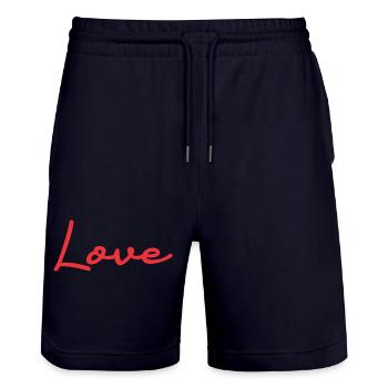 ICH LIEBE DICH. LIEBE. PAAR. GERADE VERHEIRATET. Junggesellinnenabschied - Stanley/Stella Unisex Bio Joggingshorts Trainer  - Dark navy - Vorne - Nik (191cm) & Marisol (170cm)