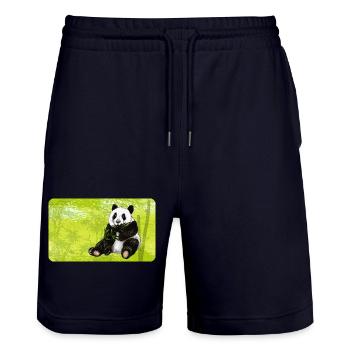 Ours panda mignon avec bambou dans la forêt de bambous - Short de jogging bio TRAINER Stanley/Stella unisexe - marine foncé - Devant - Nik (191cm) & Marisol (170cm)