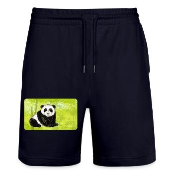 Grand Papa Panda Ours dans la forêt de bambous - Short de jogging bio TRAINER Stanley/Stella unisexe - marine foncé - Devant - Nik (191cm) & Marisol (170cm)