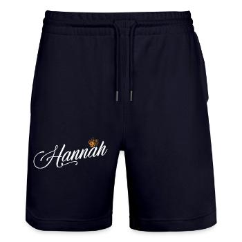 Hannah Custom Name für Frauen Kinder Kleinkinder - - Stanley/Stella Unisex Bio Joggingshorts Trainer  - Dark navy - Vorne - Nik (191cm) & Marisol (170cm)
