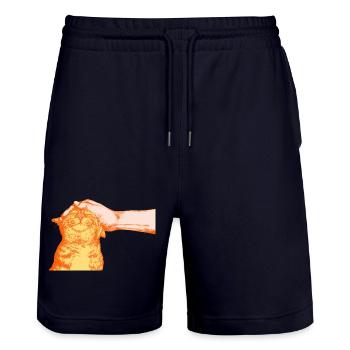 DIE GLÜCKLICHE KATZE - Stanley/Stella Unisex Bio Joggingshorts Trainer  - Dark navy - Vorne - Nik (191cm) & Marisol (170cm)