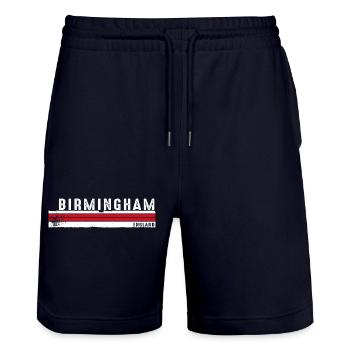 Birmingham - Angleterre Souvenir Vintage pour le Royaume-Uni - Short de jogging bio TRAINER Stanley/Stella unisexe - marine foncé - Devant - Nik (191cm) & Marisol (170cm)