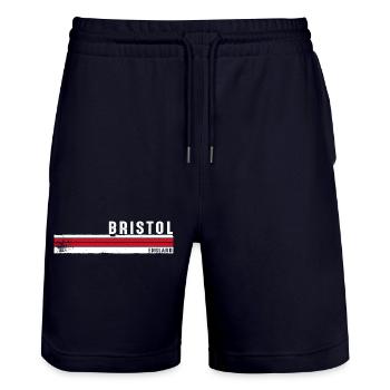Bristol - England Unique Souvenir for UK Lovers - Stanley/Stella Trainer Unisex Organic Jogging Shorts - dark navy - Front - Nik (191cm) & Marisol (170cm)