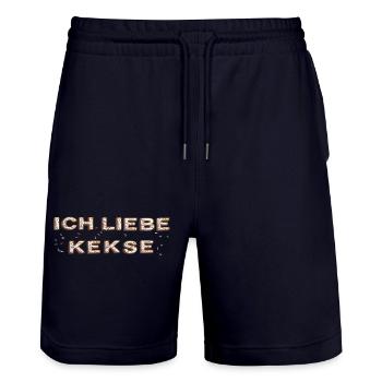 ich liebe Kekse - Stanley/Stella Unisex Bio Joggingshorts Trainer  - Dark navy - Vorne - Nik (191cm) & Marisol (170cm)