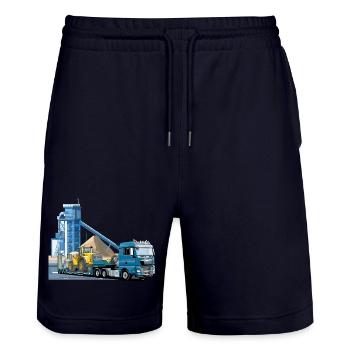 Tieflader im Kieswerk - Stanley/Stella Unisex Bio Joggingshorts Trainer  - Dark navy - Vorne - Nik (191cm) & Marisol (170cm)