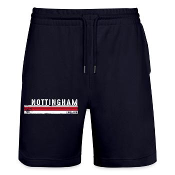 Nottingham, England, Retro-Design - Stanley/Stella Unisex Bio Joggingshorts Trainer  - Dark navy - Vorne - Nik (191cm) & Marisol (170cm)