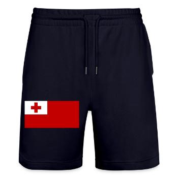 Tongo - Stanley/Stella Trainer Unisex Organic Jogging Shorts - dark navy - Front - Nik (191cm) & Marisol (170cm)