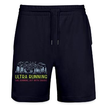 Ultra Running - wie Laufen, aber mit Snacks - Stanley/Stella Unisex Bio Joggingshorts Trainer  - Dark navy - Vorne - Nik (191cm) & Marisol (170cm)