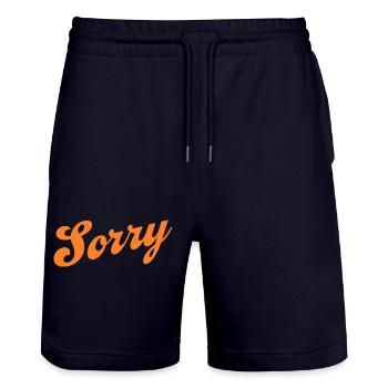 Sorry – Minimalistisches Statement - Stanley/Stella Unisex Bio Joggingshorts Trainer  - Dark navy - Vorne - Nik (191cm) & Marisol (170cm)